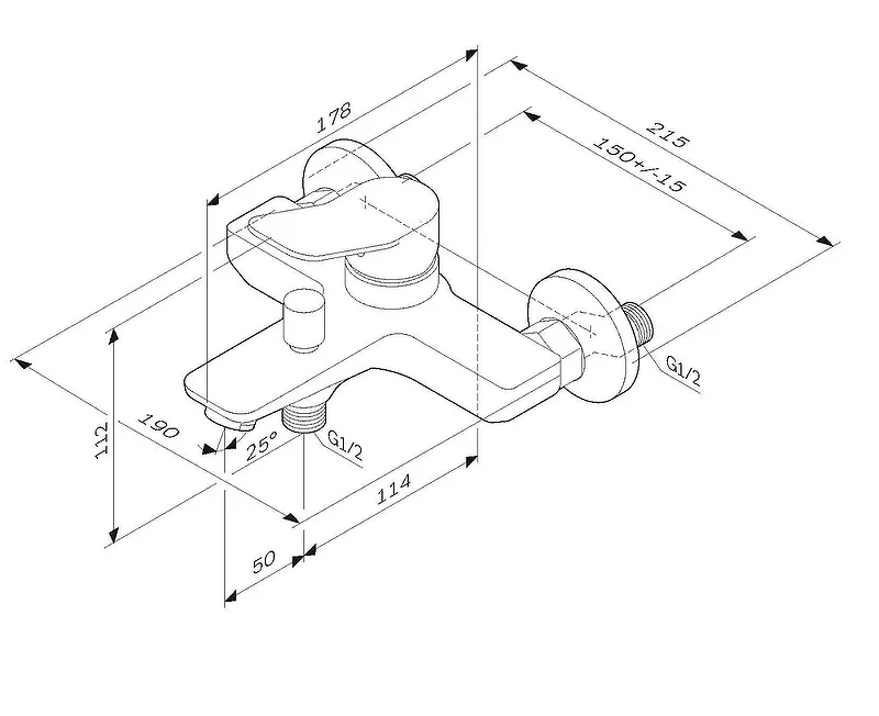 Смеситель для ванны AM.PM X-Joy F85A10022 Черный матовый латунь на стену