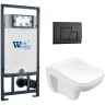 Комплект унитаза с инсталляцией WeltWasser MARBERG 507 + KEHLBACH 004 GL-WT + MAR 507 SE MT-BL 10000010735 цвет Белый глянцевый с сиденьем Микролифт и клавишей смыва цвет Черный матовый