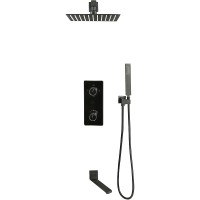 Душевая система ALMAes Tiber TVZ-8805 с термостатом Черная матовая латунь встраиваемый
