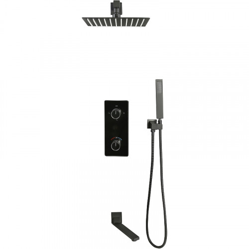 Душевая система ALMAes Tiber TVZ-8805 с термостатом Черная матовая латунь встраиваемый
