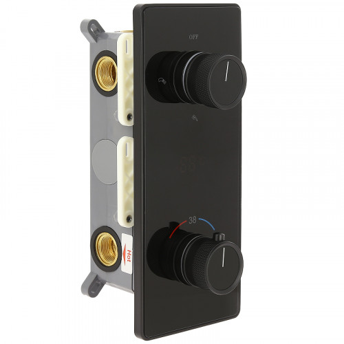 Душевая система ALMAes Tiber TVZ-8805 с термостатом Черная матовая латунь встраиваемый