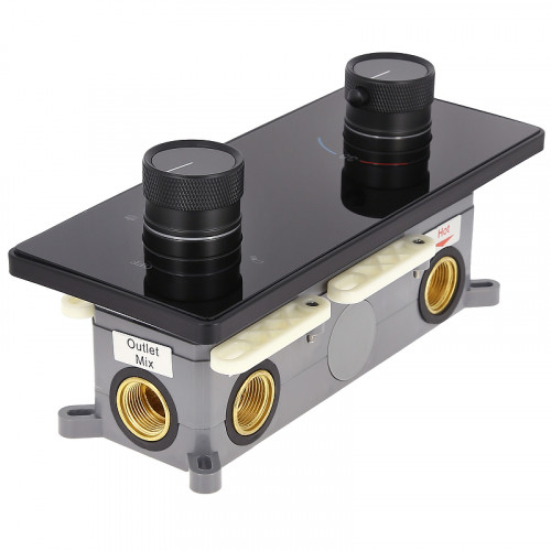 Душевая система ALMAes Tiber TVZ-8805 с термостатом Черная матовая латунь встраиваемый