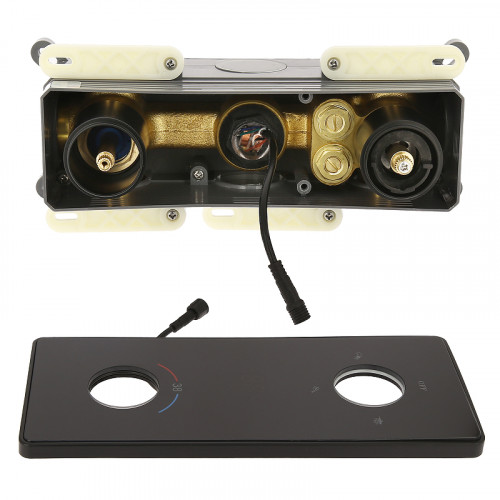 Душевая система ALMAes Tiber TVZ-8805 с термостатом Черная матовая латунь встраиваемый