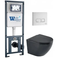 Комплект унитаза с инсталляцией WeltWasser MARBERG 410 + MERZBACH 043 MT-BL + MAR 410 SE GL-WT 10000011354 цвет Белый глянцевый с сиденьем Микролифт и клавишей смыва цвет Белый глянцевый