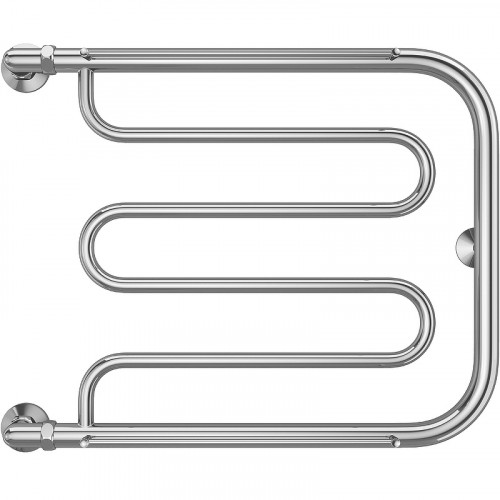 Водяной полотенцесушитель Terminus Фокстрот (1) 500x600 4620768881299 с полкой Хром, боковое подключение, G 1" НР нержавеющая сталь