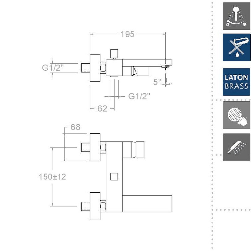 Смеситель для ванны Ramonsoler Kuatro 4725MK Хром
