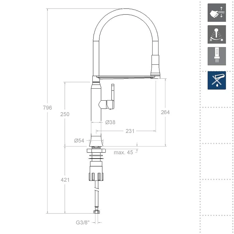 Смеситель для кухни Ramonsoler Kitchen Magnet 386801MA Хром
