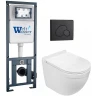 Комплект унитаза с инсталляцией WeltWasser MARBERG 410 + HEIMBACH 043 GL-WT + MAR 410 RD MT-BL 10000012158 цвет Белый глянцевый с сиденьем Микролифт и клавишей смыва цвет Черный матовый