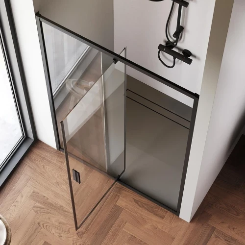 Душевая дверь AM.PM Gem 120 W90G-120-1P-BT профиль цвет Черный матовый стекло Прозрачное