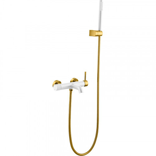 Смеситель для ванны Boheme Uno 463-WG Белый матовый Золото латунь на стену
