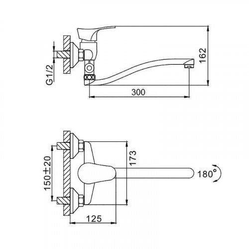Смеситель для ванны D-Lin D140305 универсальный цвет  Хром