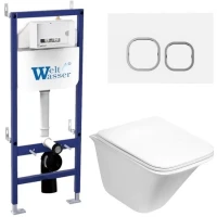 Комплект унитаза с инсталляцией WeltWasser BAMBERG 460 + ROTBACH 004 GL-WT + BAMBERG WT 10000012963 цвет Белый глянцевый с сиденьем Микролифт и клавишей смыва цвет Белый