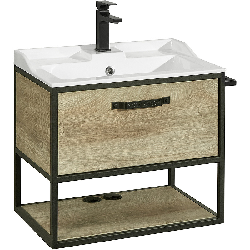 Тумба под раковину Aquaton Лофт Фабрик 65 1A242301LTDU0 подвесная Дуб эндгрейн МДФ / ЛДСП