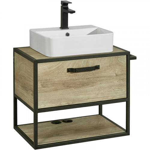 Тумба под раковину Aquaton Лофт Фабрик 65 1A242301LTDU0 подвесная Дуб эндгрейн МДФ / ЛДСП