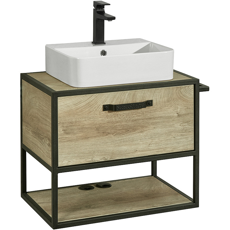 Тумба под раковину Aquaton Лофт Фабрик 65 1A242301LTDU0 подвесная Дуб эндгрейн МДФ / ЛДСП