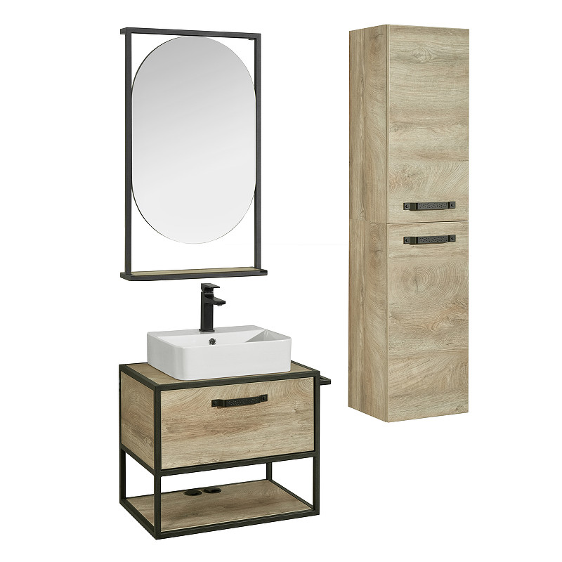 Тумба под раковину Aquaton Лофт Фабрик 65 1A242301LTDU0 подвесная Дуб эндгрейн МДФ / ЛДСП