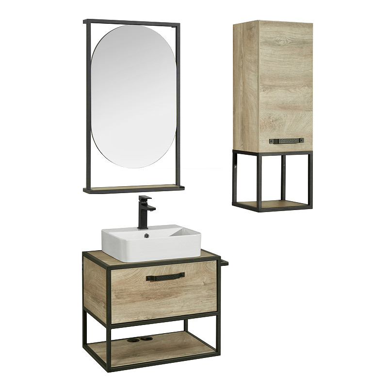 Тумба под раковину Aquaton Лофт Фабрик 65 1A242301LTDU0 подвесная Дуб эндгрейн МДФ / ЛДСП