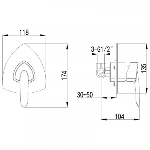 Смеситель для душа Lemark Mars LM3523C Хром латунь встраиваемый