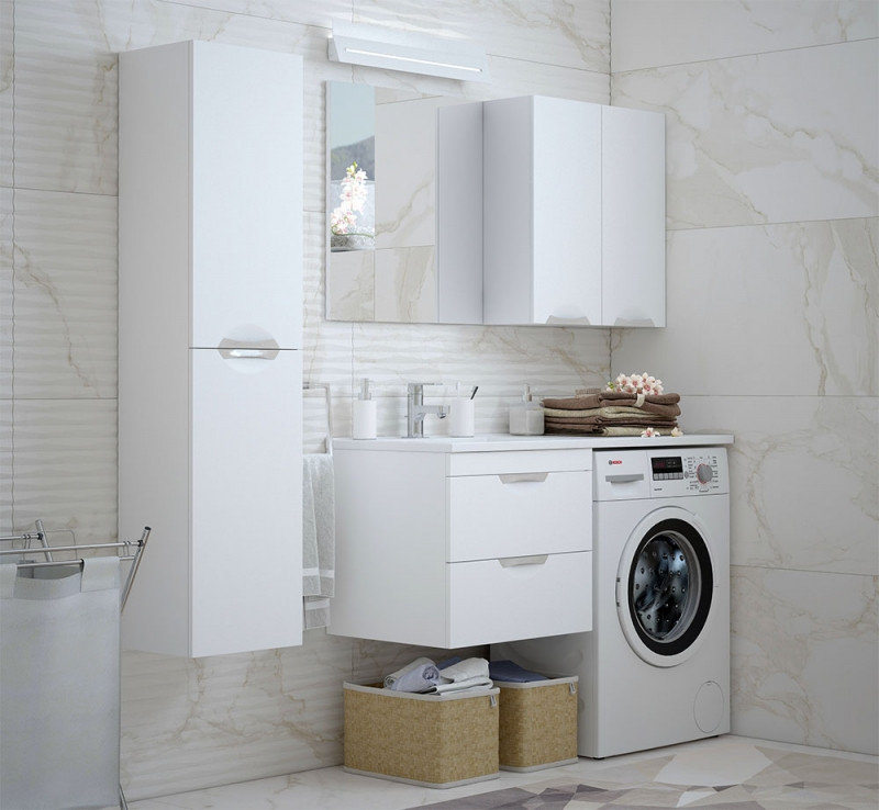 Тумба под раковину Corozo Алиот 120 SD-00000603 подвесная Белая МДФ / ЛДСП