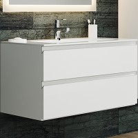 Тумба с раковиной SanVit Авеню-2 120 kavenu2120w подвесная Белая глянцевая МДФ / ЛДСП