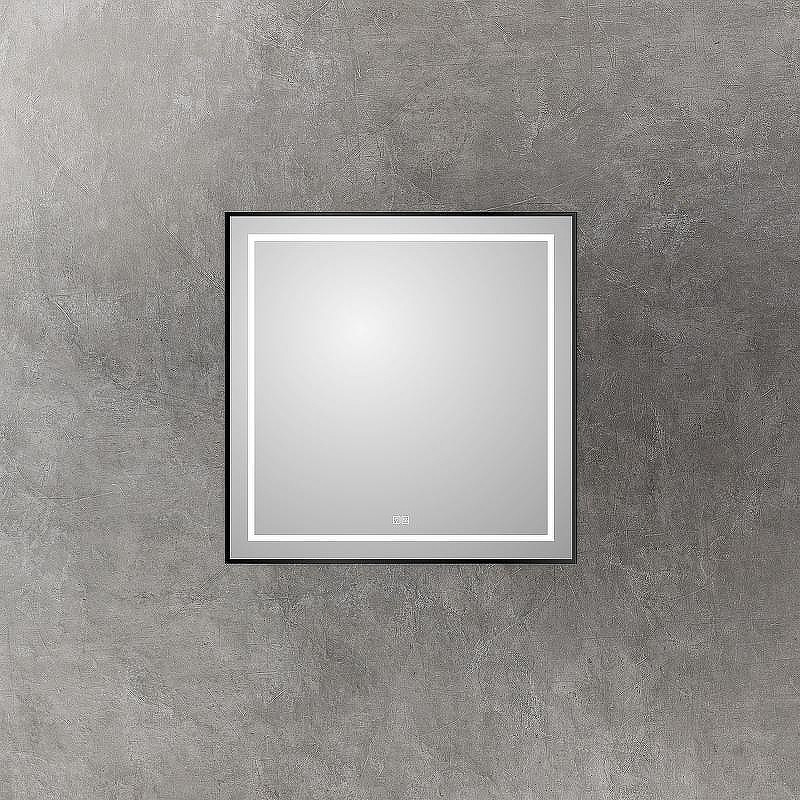 Зеркало BelBagno Kraft 80 SPC-KRAFT-800-800-LED-TCH-WARM-NERO с подсветкой Черное с сенсорным выключателем и подогревом