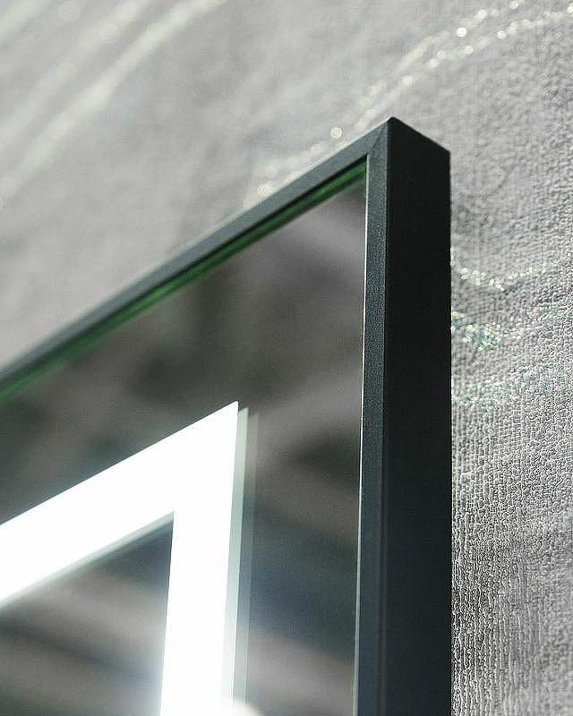 Зеркало BelBagno Kraft 80 SPC-KRAFT-800-800-LED-TCH-WARM-NERO с подсветкой Черное с сенсорным выключателем и подогревом