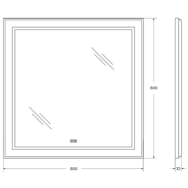 Зеркало BelBagno Kraft 80 SPC-KRAFT-800-800-LED-TCH-WARM-NERO с подсветкой Черное с сенсорным выключателем и подогревом
