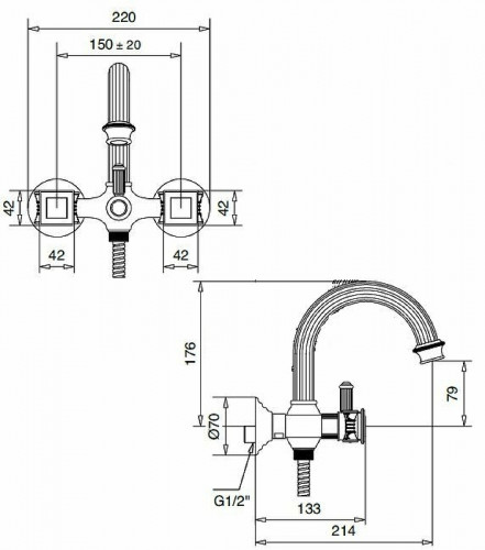 Смеситель для ванны Cezares Olimp VD OLIMP-VD-01-Sw Хром латунь на стену