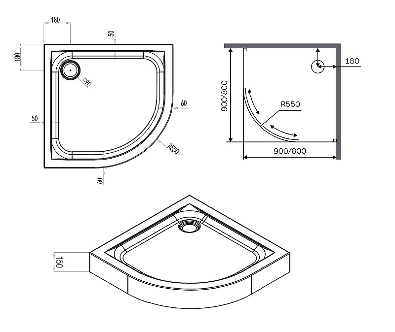 Акриловый поддон для душа AM.PM X-Joy 90x90 W88T-205-090W Белый