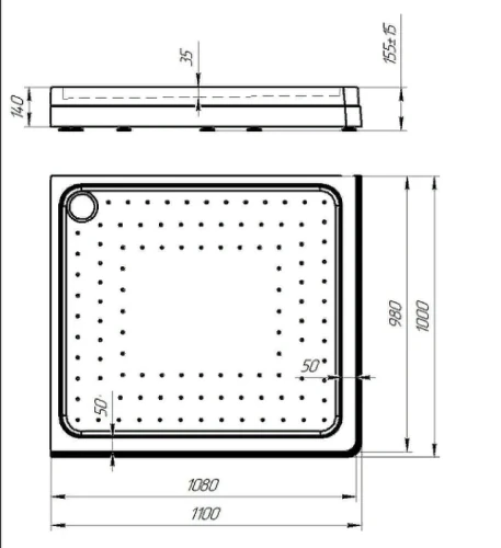 Акриловый поддон для душа Radomir 110x100x17 L 1-11-0-1-0-123 Белый