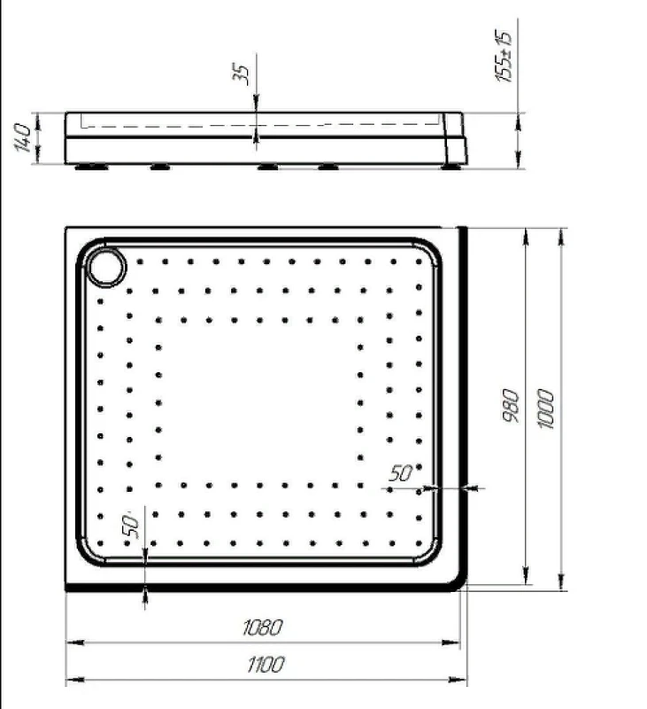 Акриловый поддон для душа Radomir 110x100x17 L 1-11-0-1-0-123 Белый