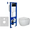 Комплект унитаза Ceramicanova Play CN3001 с инсталляцией Berges Atom 410 040332 с сиденьем Микролифт и Черной матовой клавишей смыва фарфор подвесной