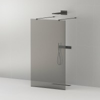 Душевая перегородка Cezares Liberta 110 LIBERTA-L-2-110-120-GR-NERO профиль Черный матовый стекло серое