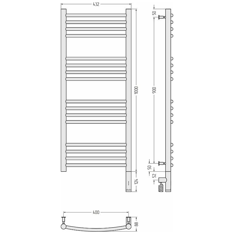 Электрический полотенцесушитель Сунержа Богема 3.0 1000x400 R 12-5803-1040 Белый нержавеющая сталь
