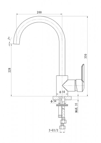 Смеситель для кухни Wonzon &amp; Woghand Baroque WW-192101-CR цвет Хром