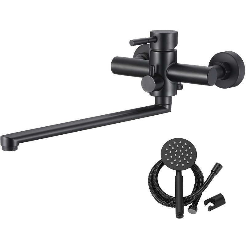 Смеситель для ванны Olive's Balear 13221BLB универсальный Черный матовый латунь на стену