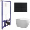 Комплект унитаза Ceruttispa Orlter Aria Tornado CT9955 с инсталляцией Berges Novum L5 040215 с сиденьем Микролифт и Черной матовой клавишей смыва фарфор подвесной