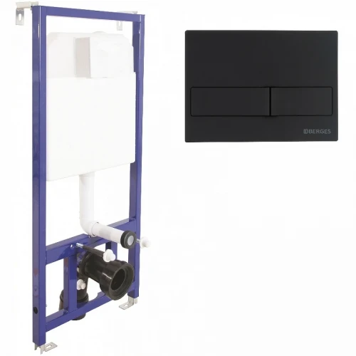 Комплект унитаза Ceruttispa Orlter Aria Tornado CT9955 с инсталляцией Berges Novum L5 040215 с сиденьем Микролифт и Черной матовой клавишей смыва фарфор подвесной