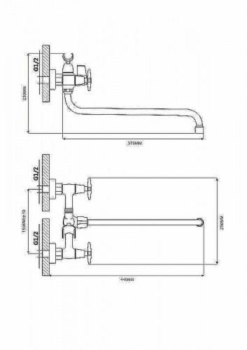 Смеситель для ванны Ekko E26020-1 универсальный Хром