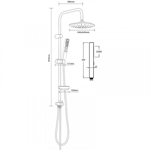 Душевая система Agger Marine S002cr Хром нержавеющая сталь на стену