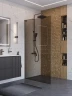 Душевая перегородка BelBagno Uno 100 UNO-L-1-TB-100-BR-GM профиль Оружейная сталь стекло тонированное
