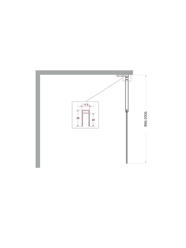 Душевая перегородка BelBagno Uno 100 UNO-L-1-TB-100-BR-GM профиль Оружейная сталь стекло тонированное