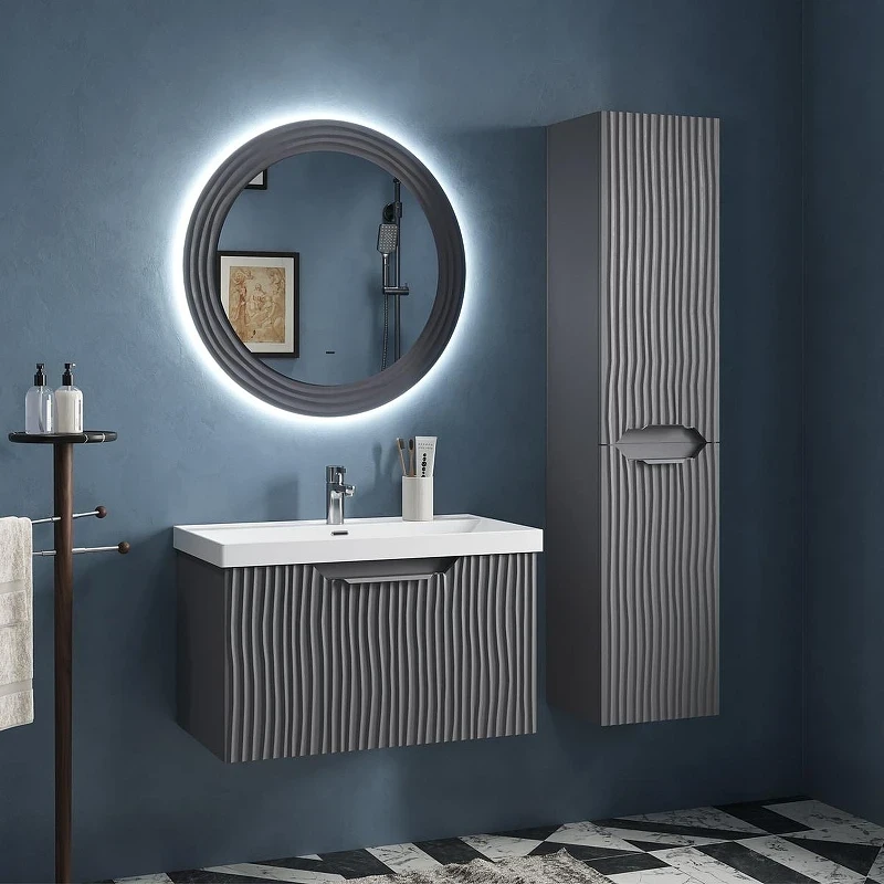 Тумба под раковину Equil Mirage 80 tpMIRAGE80.1Y-07 подвесная цвет Графит софт