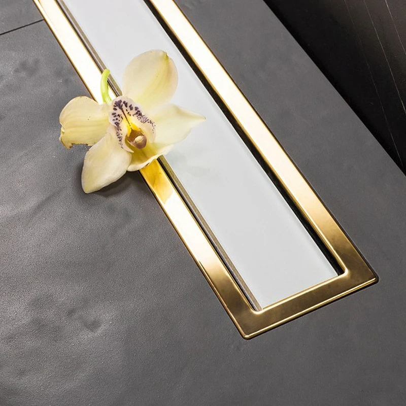 Душевой лоток Pestan Confluo Premium Line 450 White Glass Gold 13100120 с решеткой Белый глянцевый Золото глянцевое