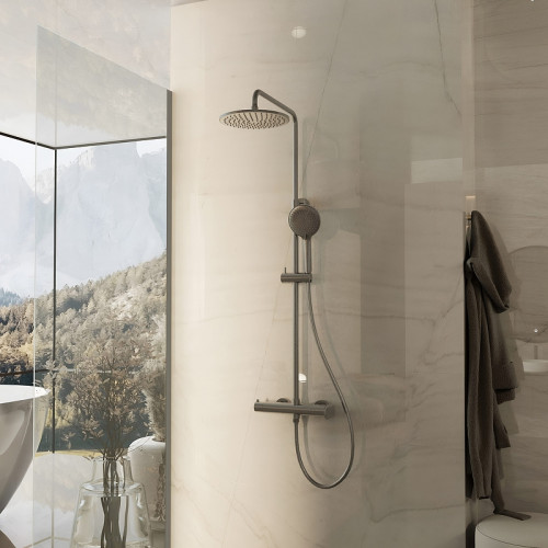 Душевая система Vincea Rondo VSFS-1R0GM Вороненая сталь латунь на стену