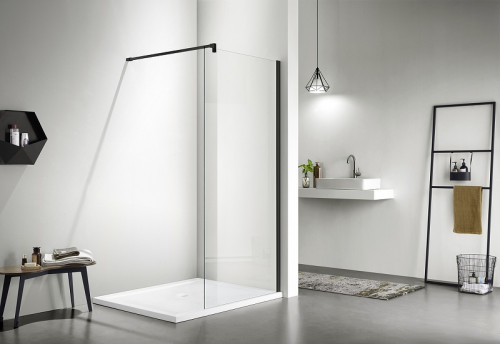 Душевая перегородка Aquatek 80 AQ WIW 08020BL профиль Черный стекло прозрачное