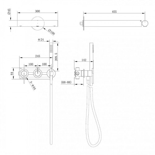 Душевая система Abber Perfekte 316 AF8A18BGG цвет Оружейная сталь брашированная