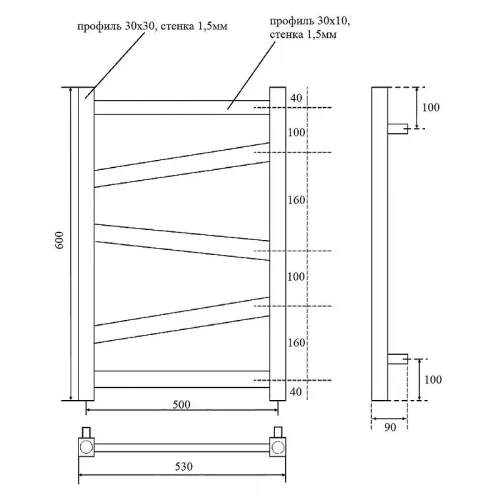 Электрический полотенцесушитель Point Феникс PN15156WE П5 500x600 левый/правый Белый