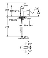 Смеситель для раковины Grohe Eurosmart 33188003 Хром латунь