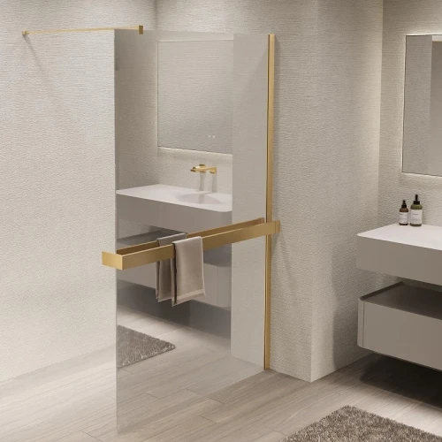 Душевая перегородка Vincea Walk in 100 VSW-1HR100MRG профиль цвет Матовый золотой стекло зеркальное